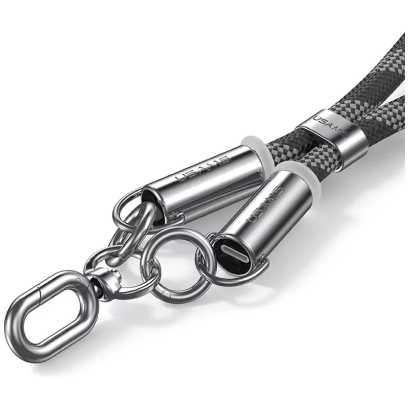 USAMS SJ745 60W USB-C naar USB-C telefoonlanyard met laadkabel 1,2m zwart