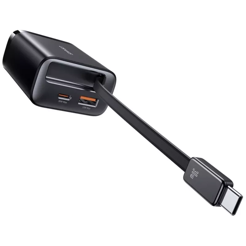 USAMS Xiang Series CC296 30W wandlader met USB-C en USB-A, zwart