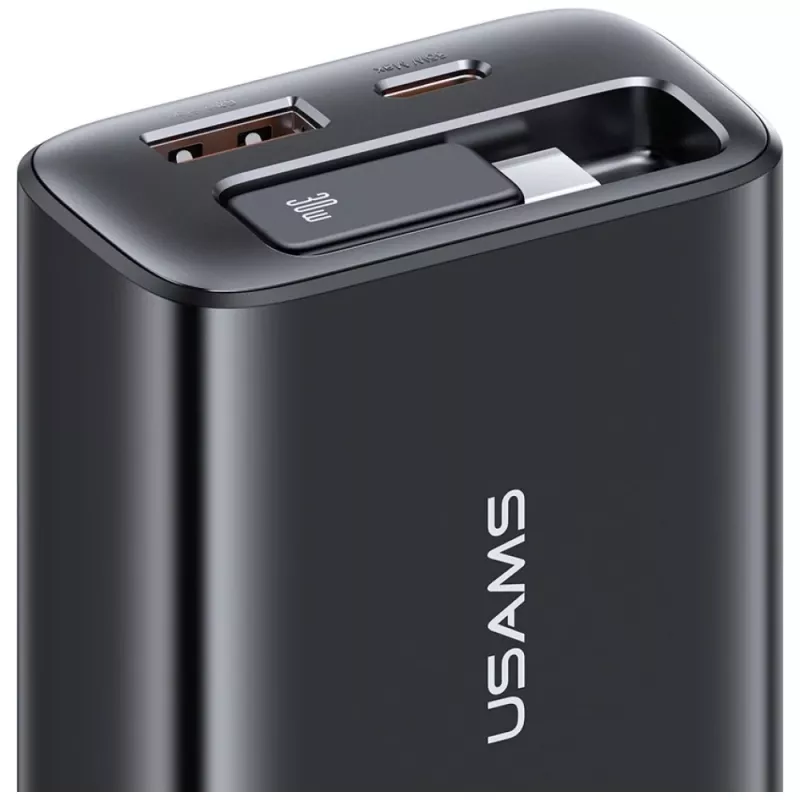 USAMS Xiang Series CC296 30W wandlader met USB-C en USB-A, zwart