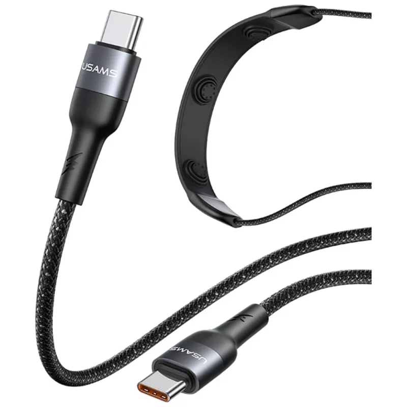 USAMS SJ759 U89 100W Fast Charging USB-C-kabel met massager, 1.2m, zwart
