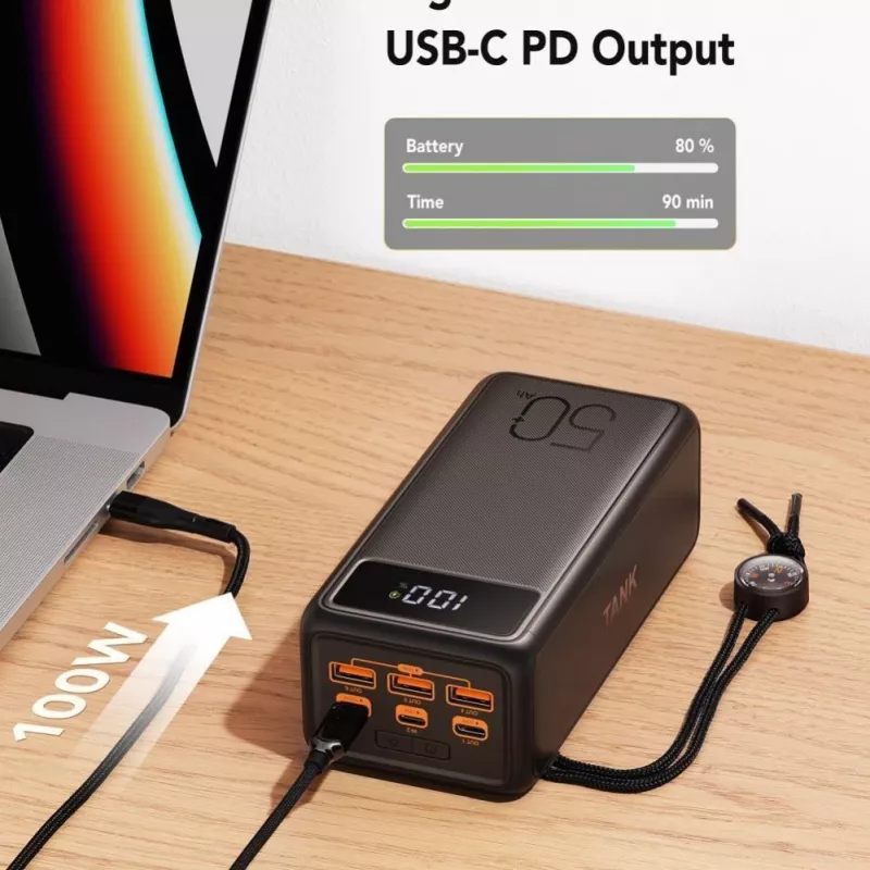 VEGER powerbank Tank Boost PD QC3.0 5A 130W 56000 mAh zwart W5001C