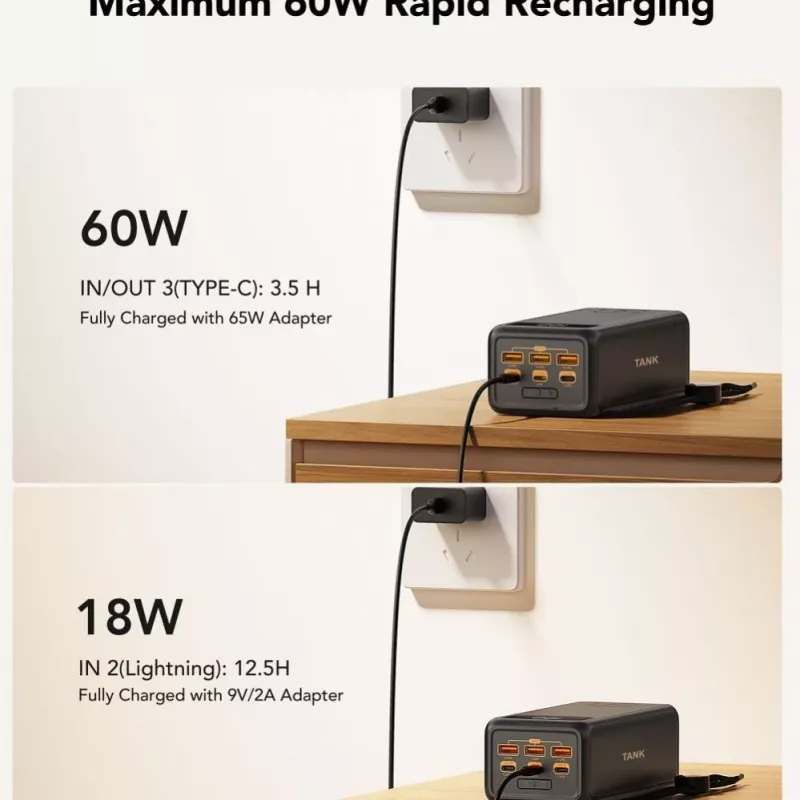 VEGER powerbank Tank Boost PD QC3.0 5A 130W 56000 mAh zwart W5001C