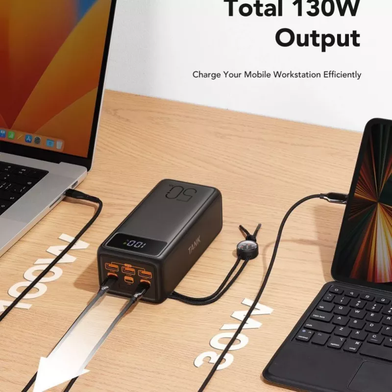 VEGER powerbank Tank Boost PD QC3.0 5A 130W 56000 mAh zwart W5001C