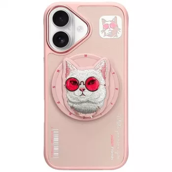 Nimmy Glasses Cool Cat MagSafe-hoesje voor iPhone 16, roze
