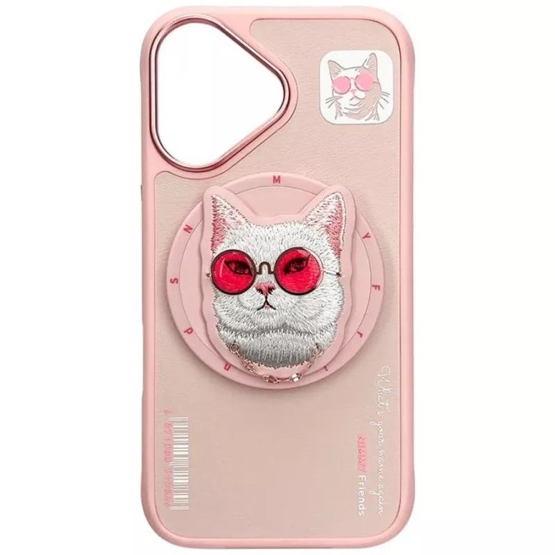 Nimmy Glasses Cool Cat MagSafe-hoesje voor iPhone 16, roze