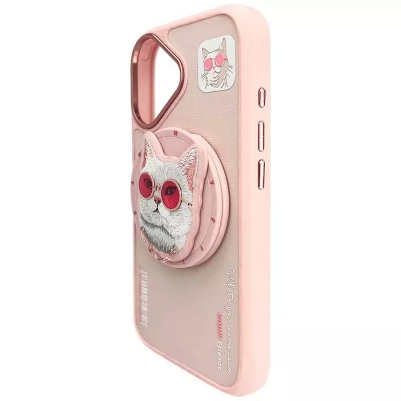 Nimmy Glasses Cool Cat MagSafe-hoesje voor iPhone 16, roze