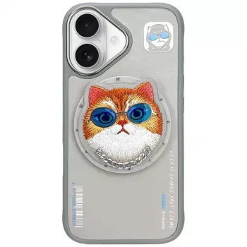 Nimmy Glasses Cool Cat MagSafe-hoesje voor iPhone 16, grijs