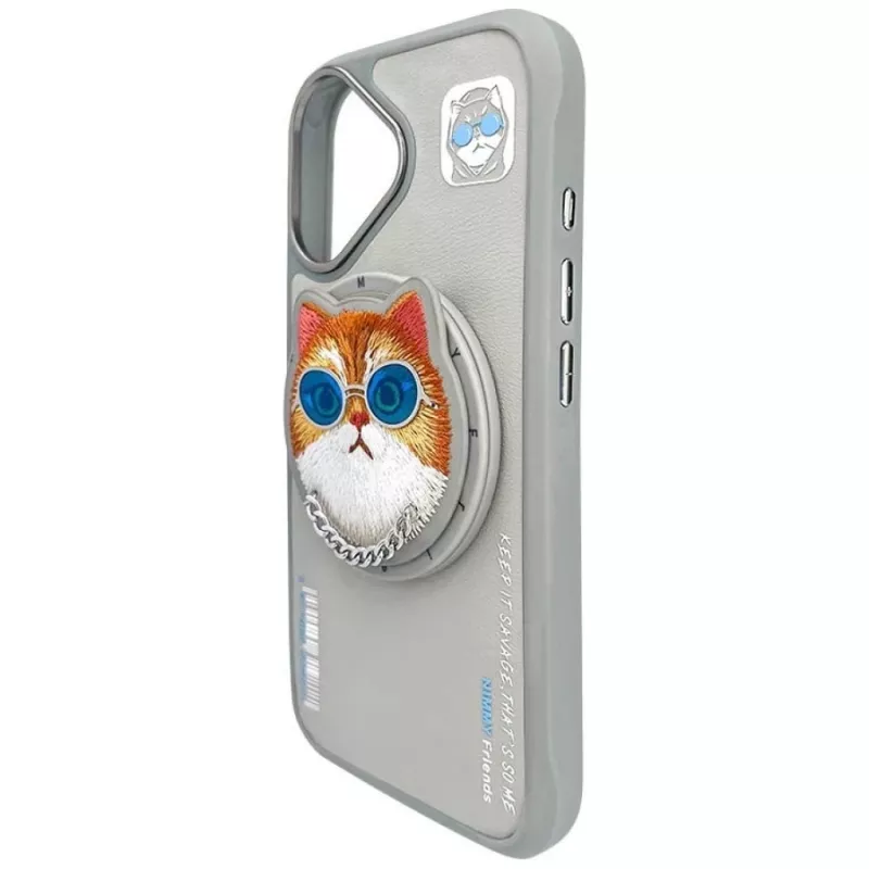 Nimmy Glasses Cool Cat MagSafe-hoesje voor iPhone 16, grijs