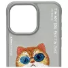 Nimmy back cover voor Apple iPhone 15 Pro 6,1 inch grijs Glasses Cool Cat