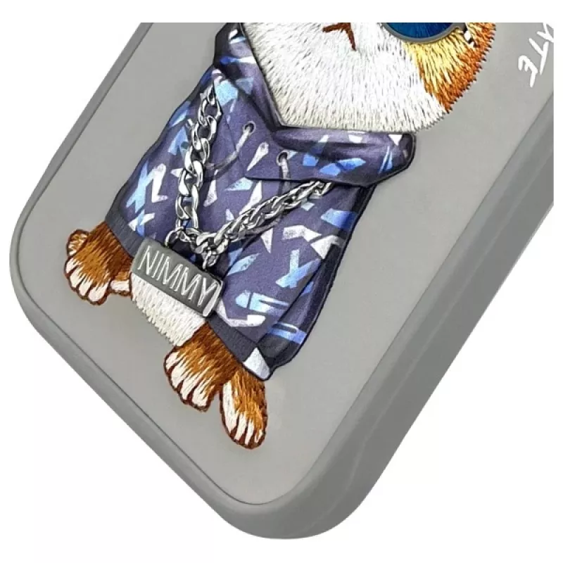 Nimmy hoesje voor iPhone 15 Pro Max 6,7 inch grijs Glasses Cool Cat