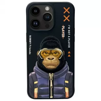 Nimmy Cool&Cute 2.0 Monkey hoesje voor Apple iPhone 15 Pro 6,1 inch zwart