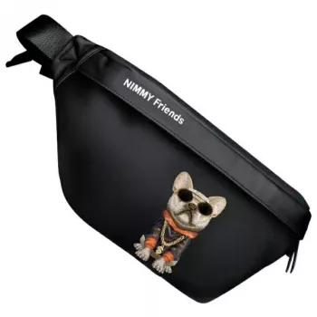 Nimmy Crossbody Bag Cool Dog with Glasses zwart