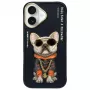 Nimmy hoesje voor iPhone 16 6.1 zwart Glasses Cool Dog