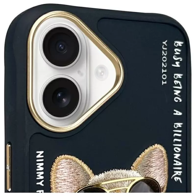 Nimmy hoesje voor iPhone 16 6.1 zwart Glasses Cool Dog