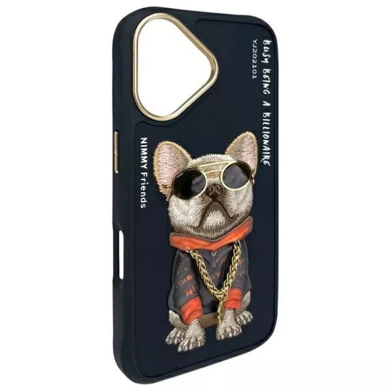 Nimmy hoesje voor iPhone 16 6.1 zwart Glasses Cool Dog