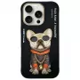 Nimmy Case voor iPhone 16 Pro 6,3 inch zwart Cooler Hond met Bril