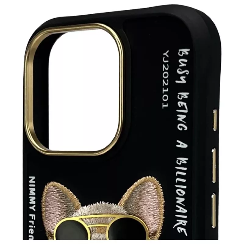Nimmy Case voor iPhone 16 Pro Max 6,9 inch zwart Glasses Cool Dog