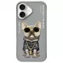 Nimmy hoesje voor Apple iPhone 16 6,1 inch grijs Glasses Cool Dog