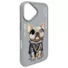 Nimmy hoesje voor Apple iPhone 16 6,1 inch grijs Glasses Cool Dog