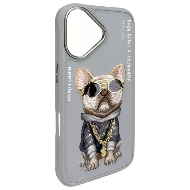 Nimmy hoesje voor Apple iPhone 16 6,1 inch grijs Glasses Cool Dog