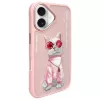 Nimmy Case voor Apple iPhone 16 6,1 inch roze Glasses Cool Cat