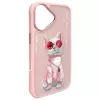 Nimmy Case voor Apple iPhone 16 6,1 inch roze Glasses Cool Cat