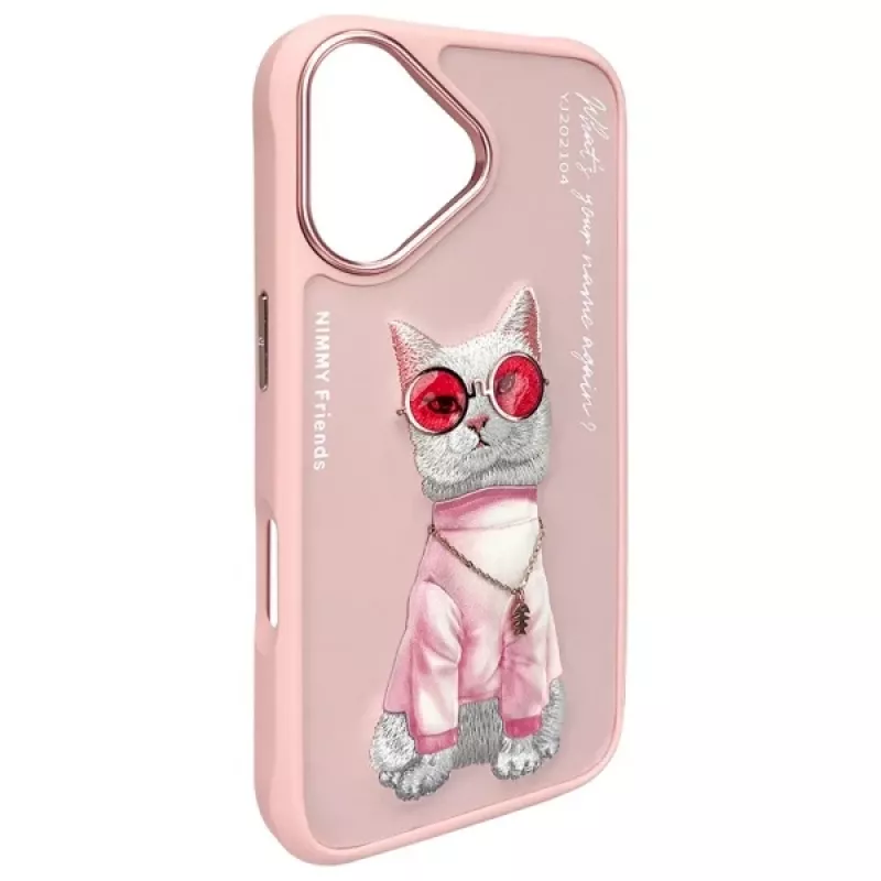 Nimmy Case voor Apple iPhone 16 6,1 inch roze Glasses Cool Cat