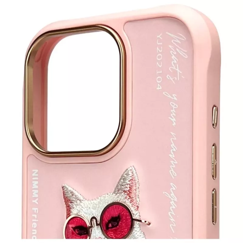 Nimmy Case voor iPhone 16 Pro 6,3 inch roze Glasses Cool Cat