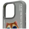 Nimmy Protective Case voor Apple iPhone 16 Pro Max 6,9 inch grijs Glasses Cool Cat Graphic