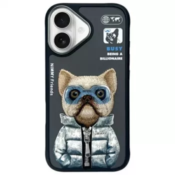 Nimmy Cool&Cute 2.0 Dog beschermhoes voor Apple iPhone 16 6,1 inch zwart