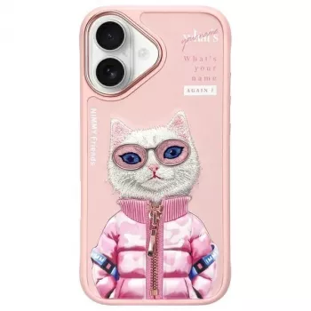 Nimmy Cool&Cute 2.0 Cat Back Cover voor Apple iPhone 16 6,1 inch roze