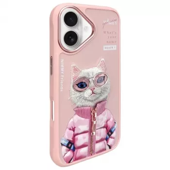 Nimmy Cool&Cute 2.0 Cat Back Cover voor Apple iPhone 16 6,1 inch roze