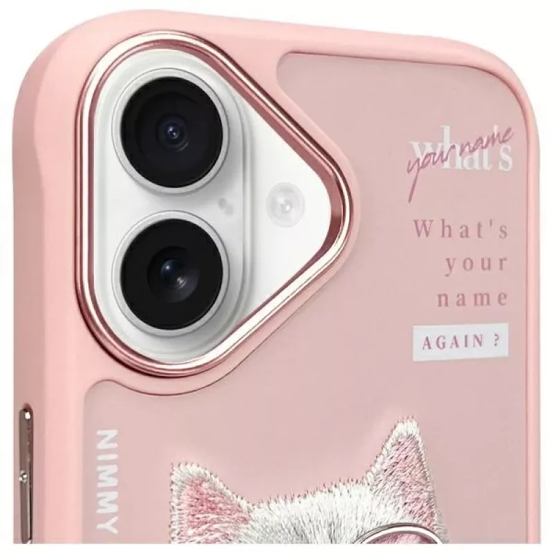 Nimmy Cool&Cute 2.0 Cat Back Cover voor Apple iPhone 16 6,1 inch roze