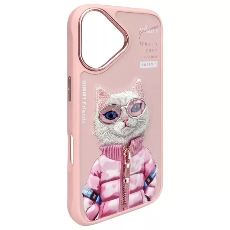 Nimmy Cool&Cute 2.0 Cat Back Cover voor Apple iPhone 16 6,1 inch roze