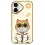 Nimmy Case voor iPhone 16 6,1 inch khaki Cool&Cute 2.0 Cat
