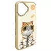 Nimmy Case voor iPhone 16 6,1 inch khaki Cool&Cute 2.0 Cat