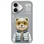 Nimmy Cool&Cute 2.0 Bear Case voor Apple iPhone 16 6,1 inch grijs