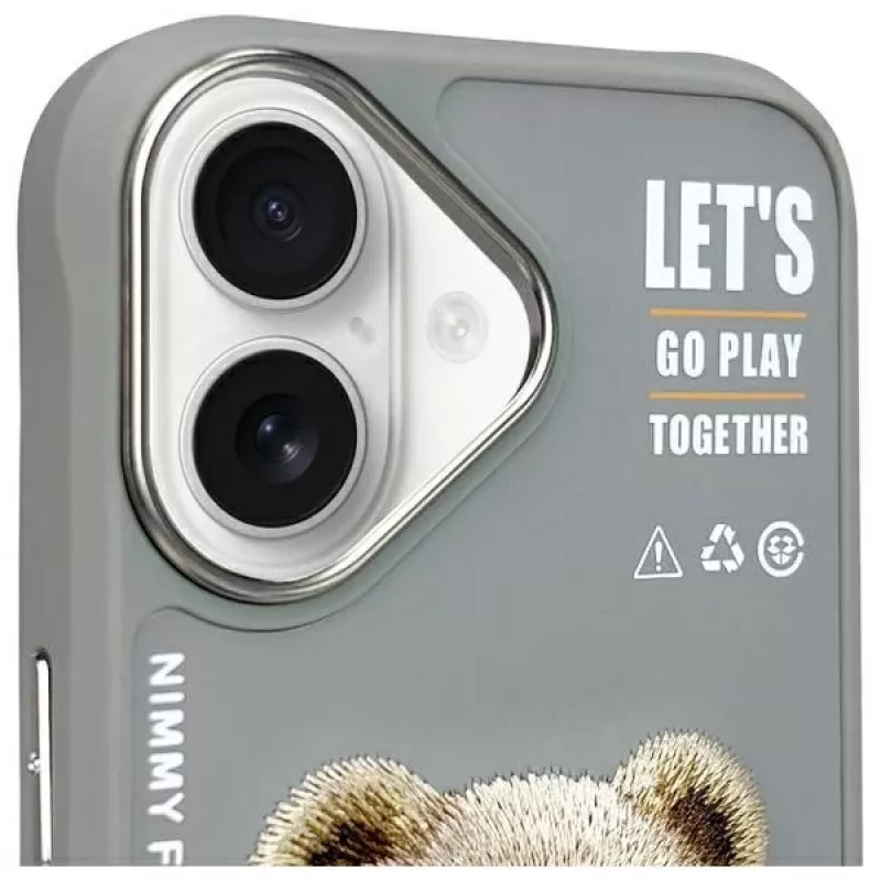 Nimmy Cool&Cute 2.0 Bear Case voor Apple iPhone 16 6,1 inch grijs