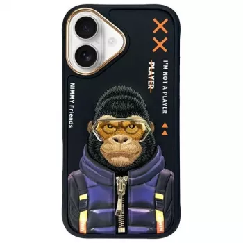 Nimmy Cool&Cute 2.0 Monkey Back Cover voor Apple iPhone 16 6,1 inch - zwart