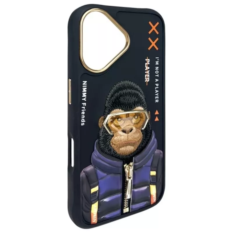 Nimmy Cool&Cute 2.0 Monkey Back Cover voor Apple iPhone 16 6,1 inch - zwart