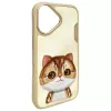 Nimmy Big Eyed Pet 2.0 Cat Case voor Apple iPhone 16 6,1 inch khaki
