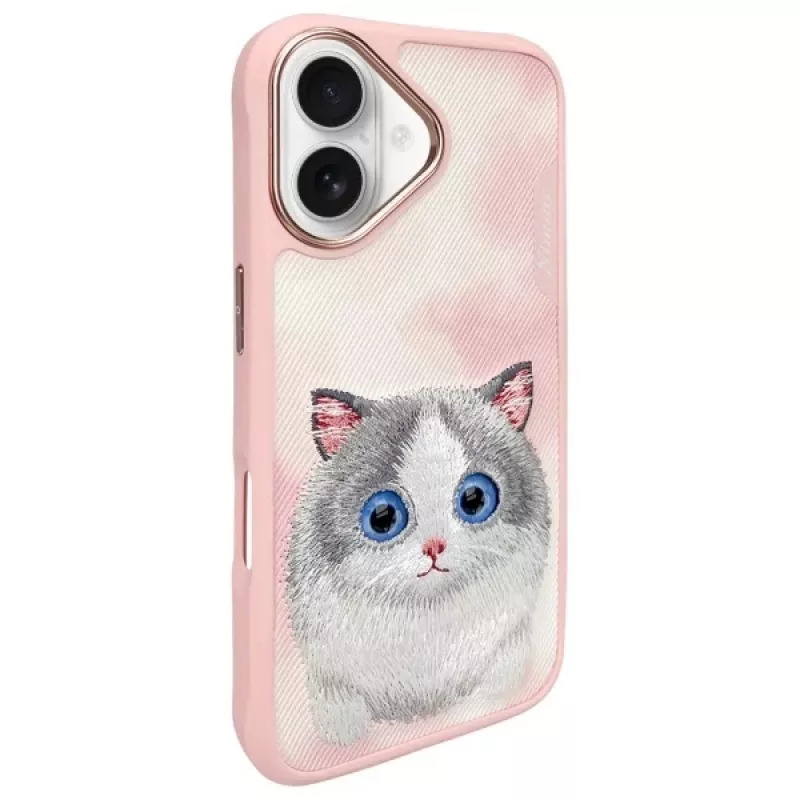 Nimmy Big Eyed Pet 2.0 Cat Back Cover Case voor Apple iPhone 16 6,1 inch - roze