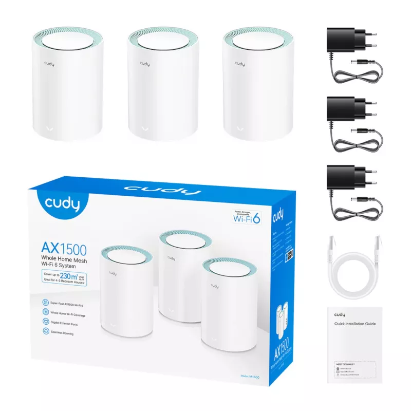 Cudy AX1500 Wi-Fi 6 Gigabit Mesh oplossing 3-pack (M1500(3-Pack))