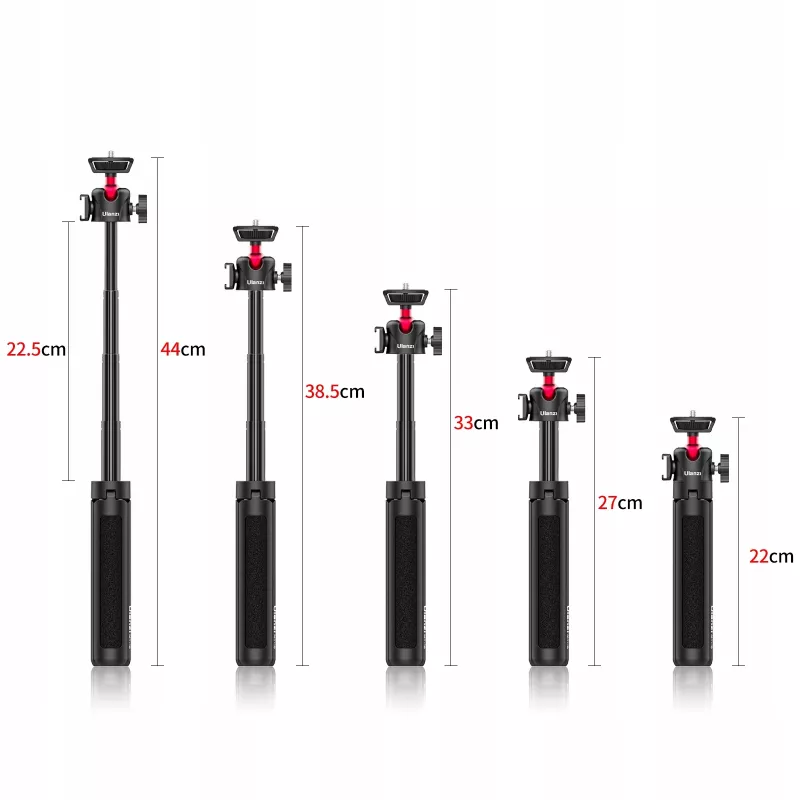 ULANZI MT-16 ministatief selfiestick met kogelkop en cold shoe, zwart