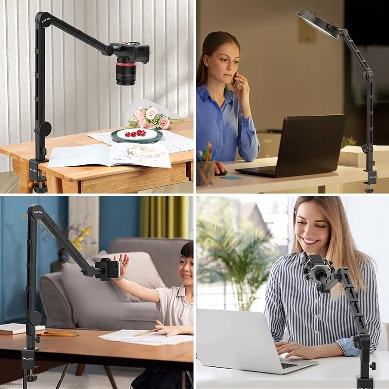 Ulanzi LS25 tafel-C-klem studiosteun voor camera, microfoon, LED-lamp, zwart