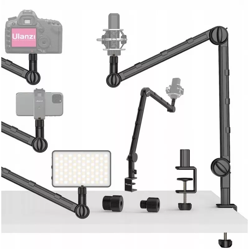Ulanzi LS25 tafel-C-klem studiosteun voor camera, microfoon, LED-lamp, zwart
