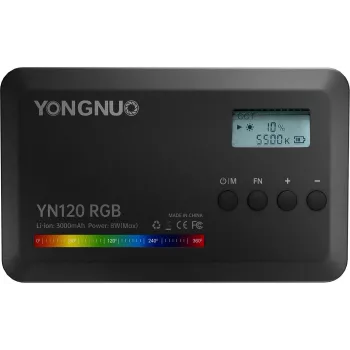 Yongnuo YN120 RGB LED-videolamp, bi-color 2500K-9900K, 12W, ingebouwde accu, USB-C