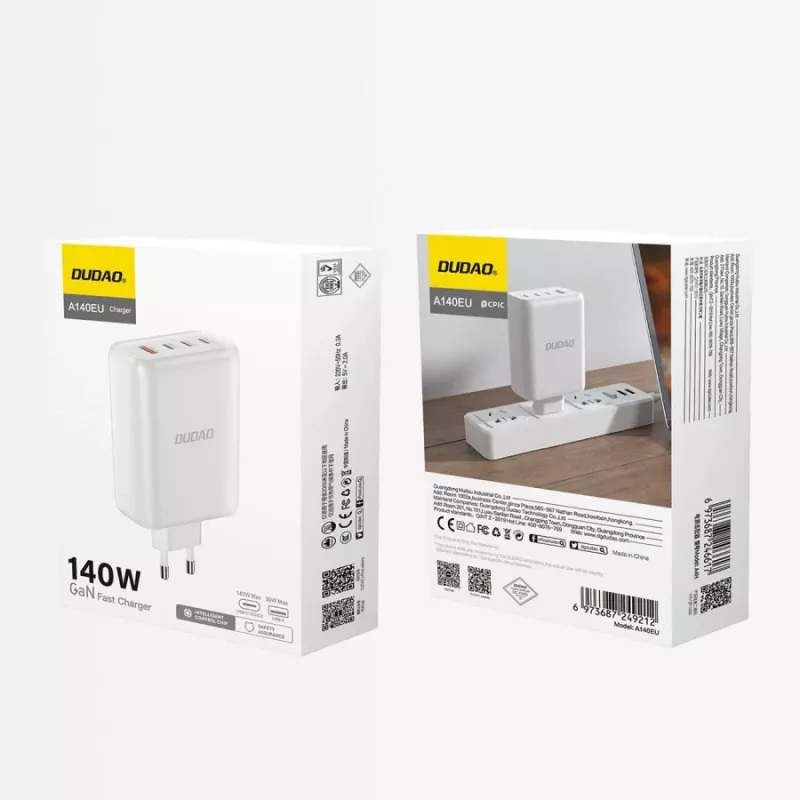 Dudao A140 140W GaN USB-C Oplader 3xUSB-C 1xUSB-A Zwart