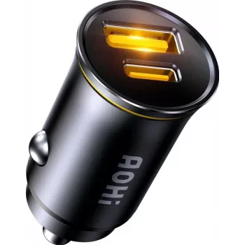 AOHi Superauto PD 65W GaN wandlader 1x USB-C 1x USB-A zwart