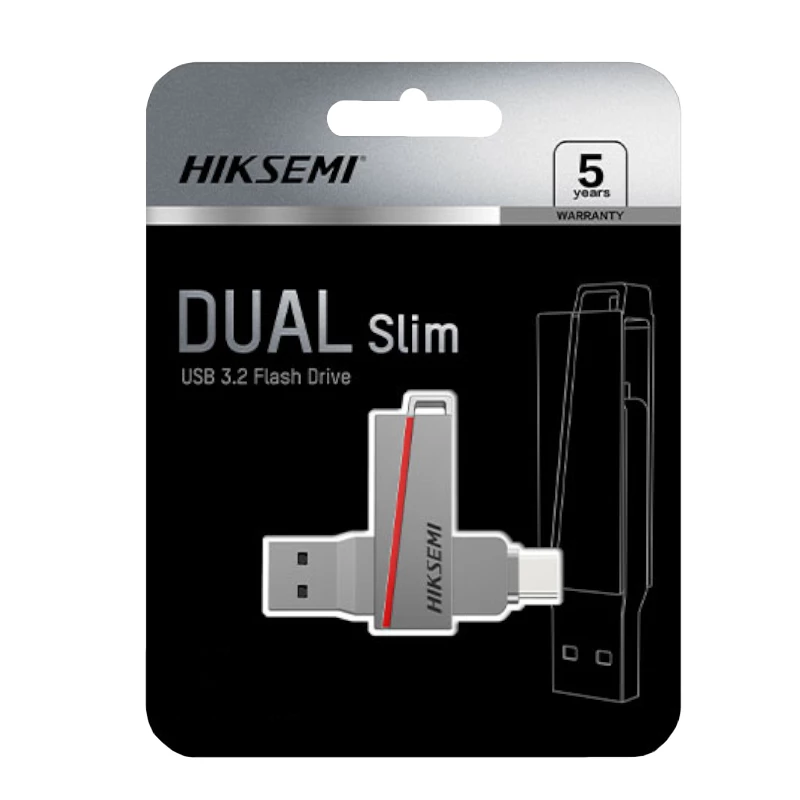 HIKSEMI USB-stick 64 GB E307C U3 dual USB 3.2 en USB Type-C grijs